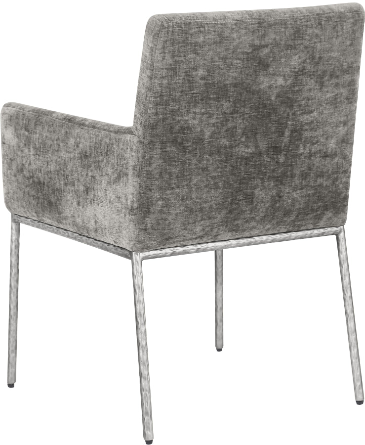 Reeves Chenille Fabric Dining Chair in Grey, Set of 2 from Meridian - Luna Furniture