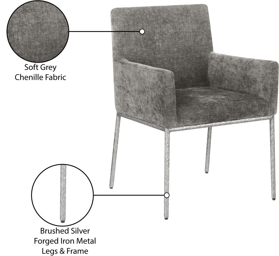 Reeves Chenille Fabric Dining Chair in Grey, Set of 2 from Meridian - Luna Furniture