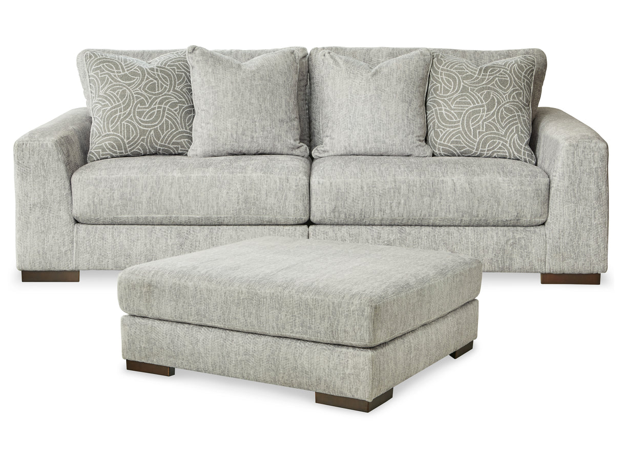 Regent Park 2-Piece Sectional with Ottoman in Pewter - PKG013004