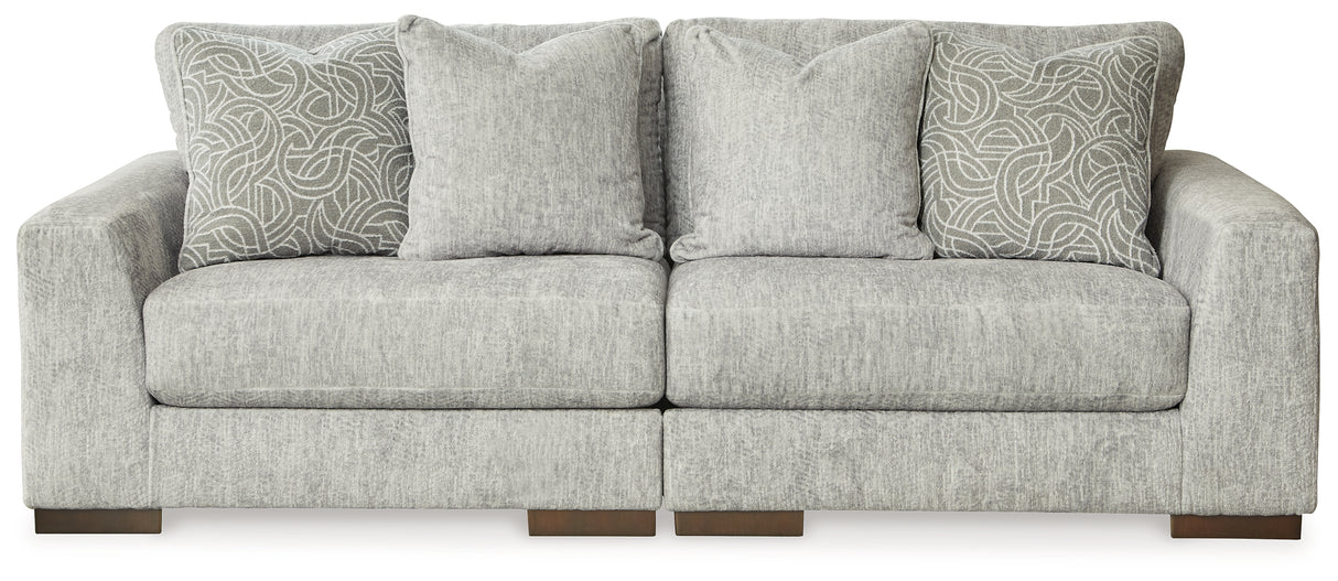 Regent Park 3-Piece Sectional with Ottoman in Pewter - PKG013001