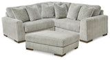 Regent Park 3-Piece Sectional with Ottoman in Pewter - PKG013001