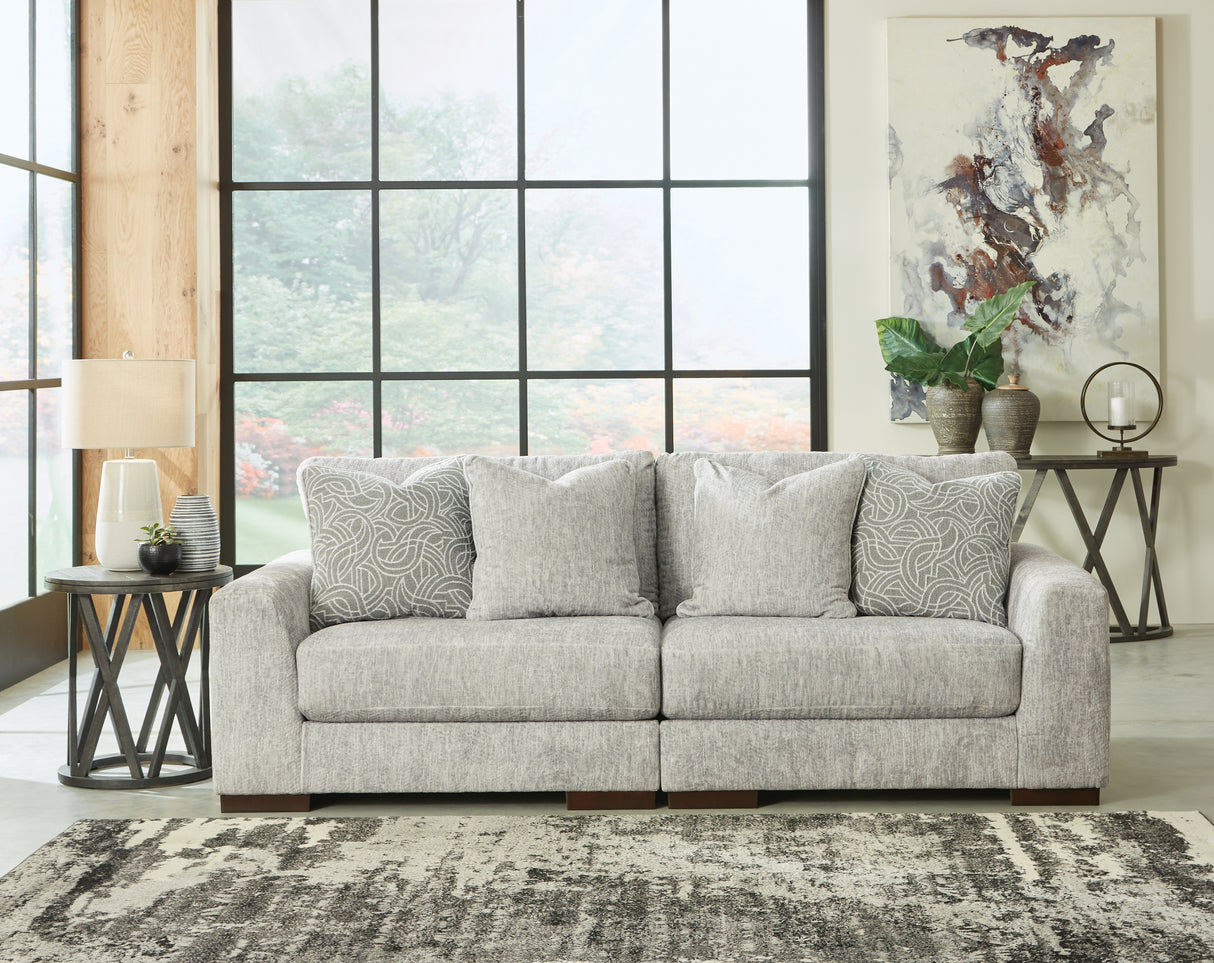 Regent Park 3-Piece Sectional with Ottoman in Pewter - PKG013001