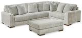 Regent Park 4-Piece Sectional with Ottoman in Pewter - PKG013002