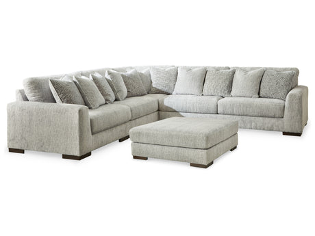 Regent Park 5-Piece Sectional with Ottoman in Pewter - PKG013003