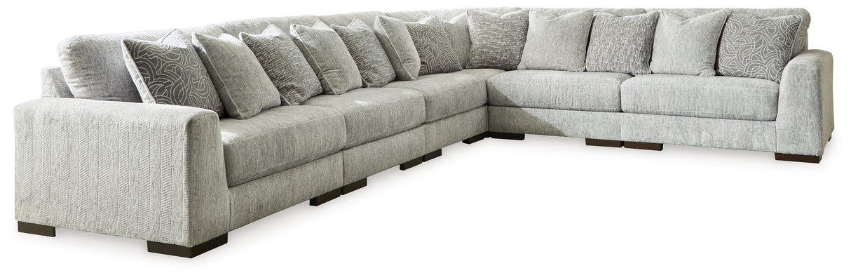 Regent Park 6-Piece Sectional with Ottoman in Pewter - PKG016077