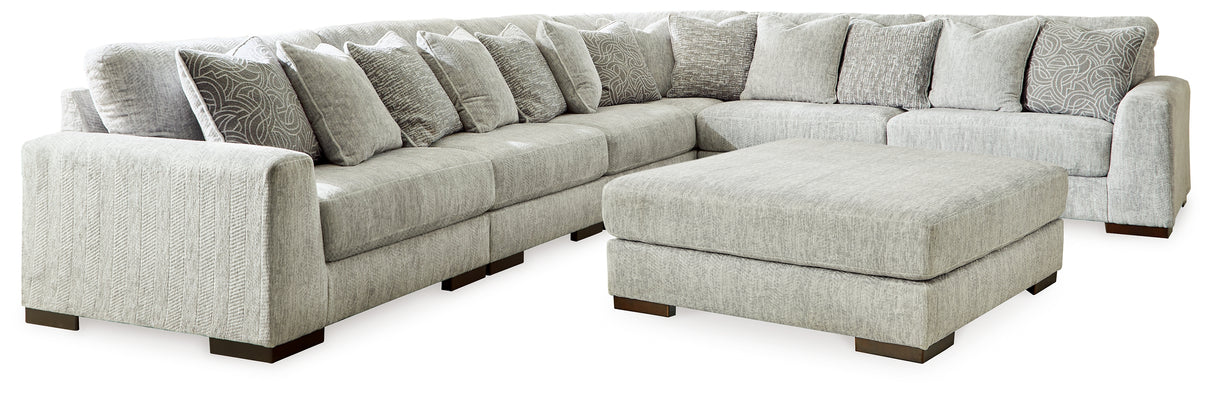 Regent Park 6-Piece Sectional with Ottoman in Pewter - PKG016077