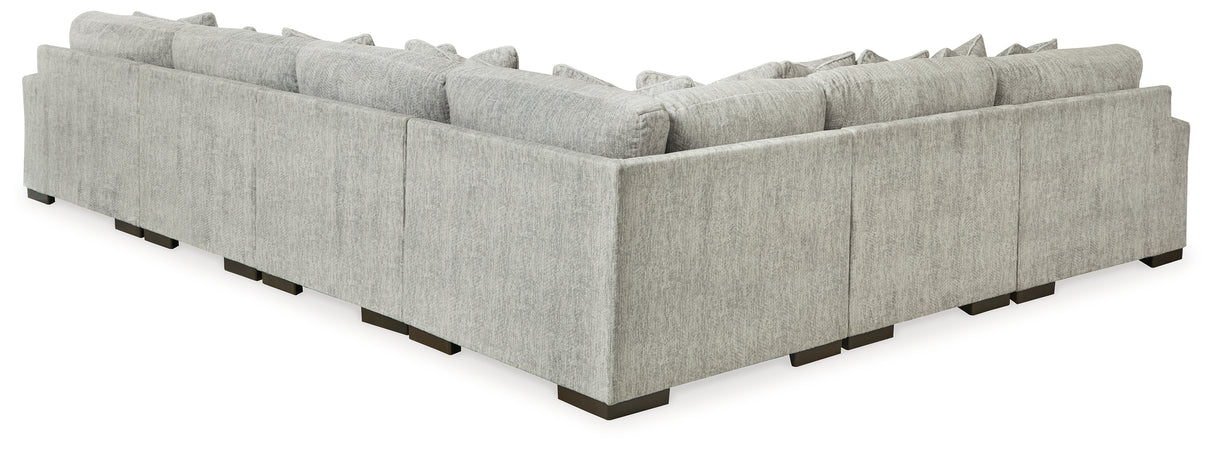 Regent Park 6-Piece Sectional with Ottoman in Pewter - PKG016077