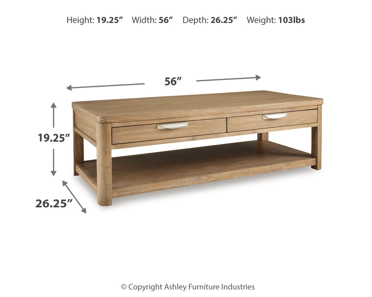 Rencott Coffee Table with 1 End Table in Light Brown - PKG016520