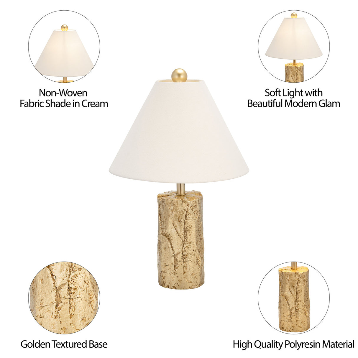 Resin 21" Textured Table Lamp, Gold from Sagebrook Home - Luna Furniture