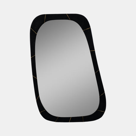 Resin,36x21,brass Inlay Mirror,black - 17810