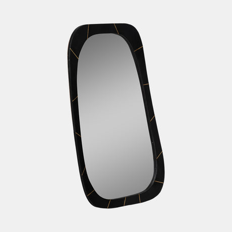 Resin,36x21,brass Inlay Mirror,black - 17810