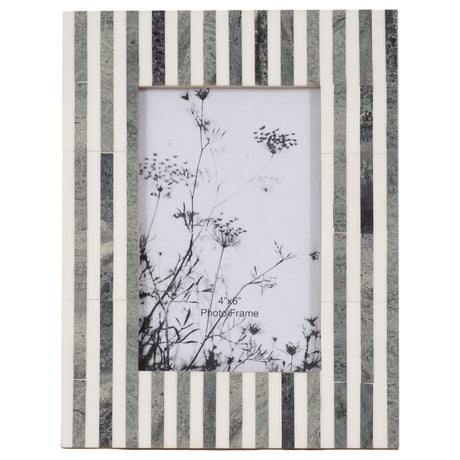 Resin, 4x6 Lines Photo Frame, Gray - 16853