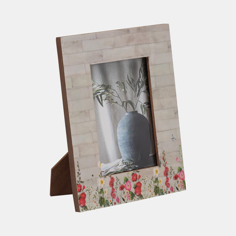 Resin, 4x6 Pink Flower Field Photo Frame, Multi - 19122-01