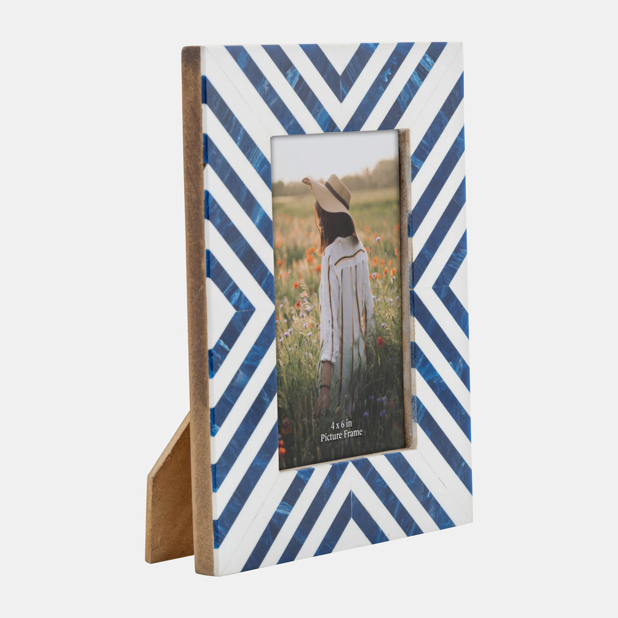 Resin, 4x6 Striped Photo Frame, Blue - 17504