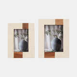 Resin, 4x6 Wood Stripe Photo Frame, Ivory/brown - 18695-01