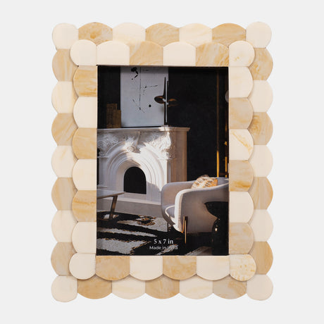 Resin, 5x7 2-tone Scalloped Photo Frame, Ivory - 18120-02