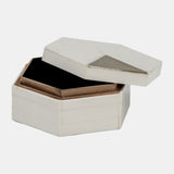 Resin, S/2 5/7" Hxgon Boxes W/brass Inlay, Wht/gld from Sagebrook Home - Luna Furniture