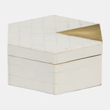 Resin, S/2 5/7" Hxgon Boxes W/brass Inlay, Wht/gld from Sagebrook Home - Luna Furniture