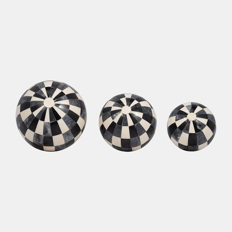 Resin, S/3 4/5/6" Checkered Orbs, Multi from Sagebrook Home - Luna Furniture