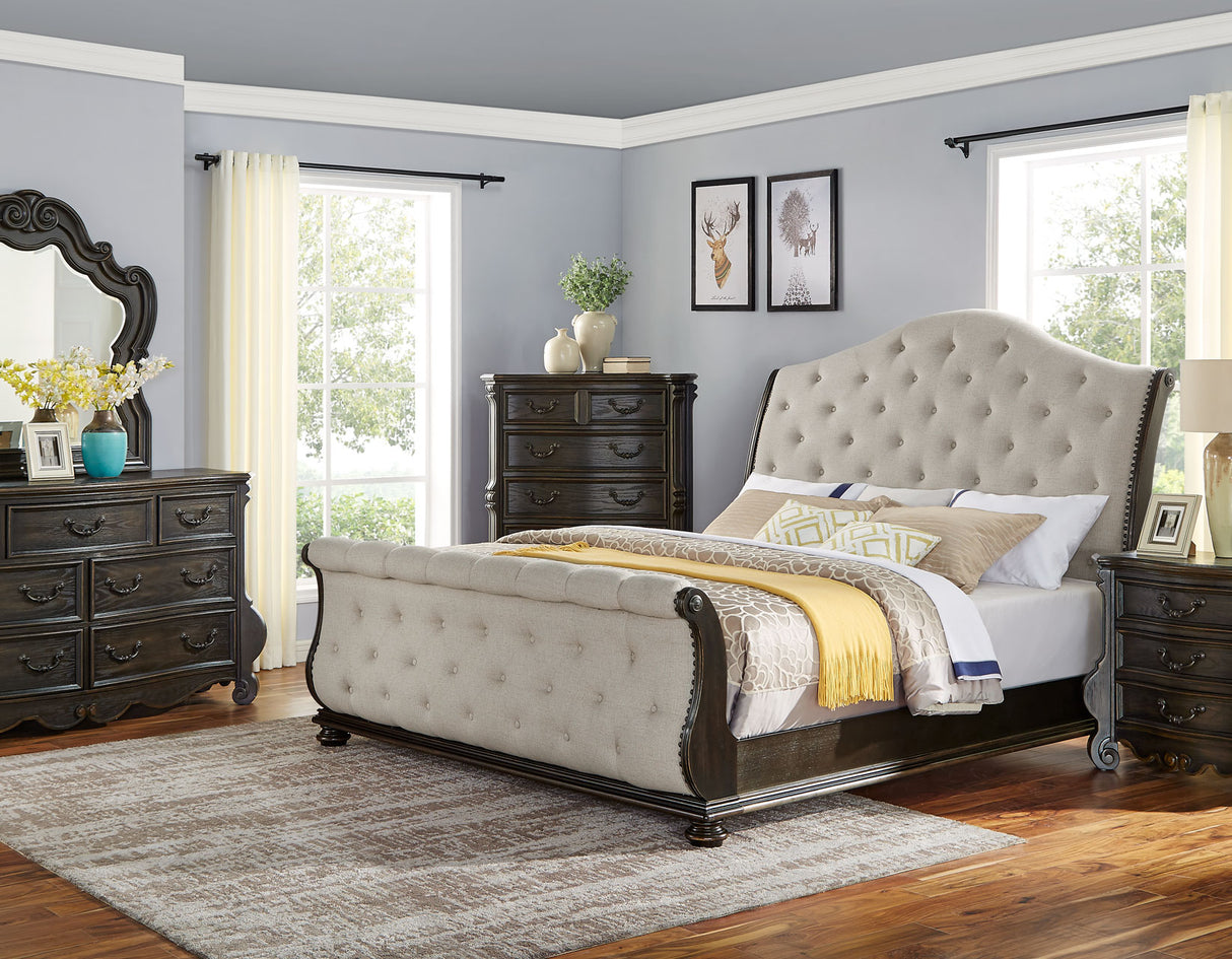 Rhapsody Sleigh 4-Piece King Set (King Bed/DR/MR/NS) from Steve Silver - Luna Furniture