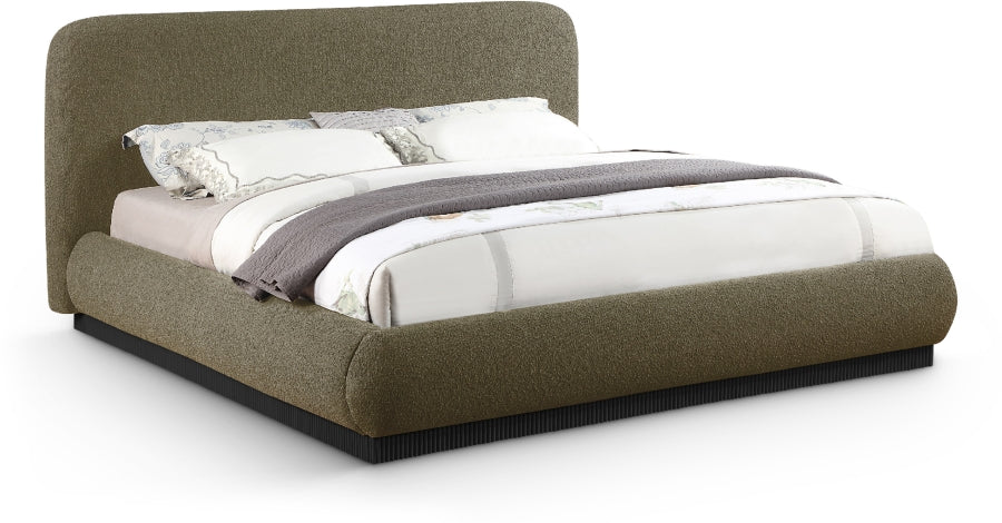 Rigby Boucle Fabric King Bed Olive from Meridian - Luna Furniture