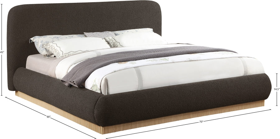 Rigby Boucle Fabric Queen Bed Brown from Meridian - Luna Furniture