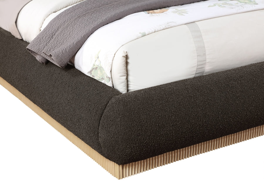 Rigby Boucle Fabric Queen Bed Brown from Meridian - Luna Furniture