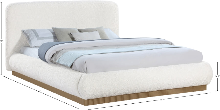 Rigby Boucle Fabric Queen Bed Cream from Meridian - Luna Furniture