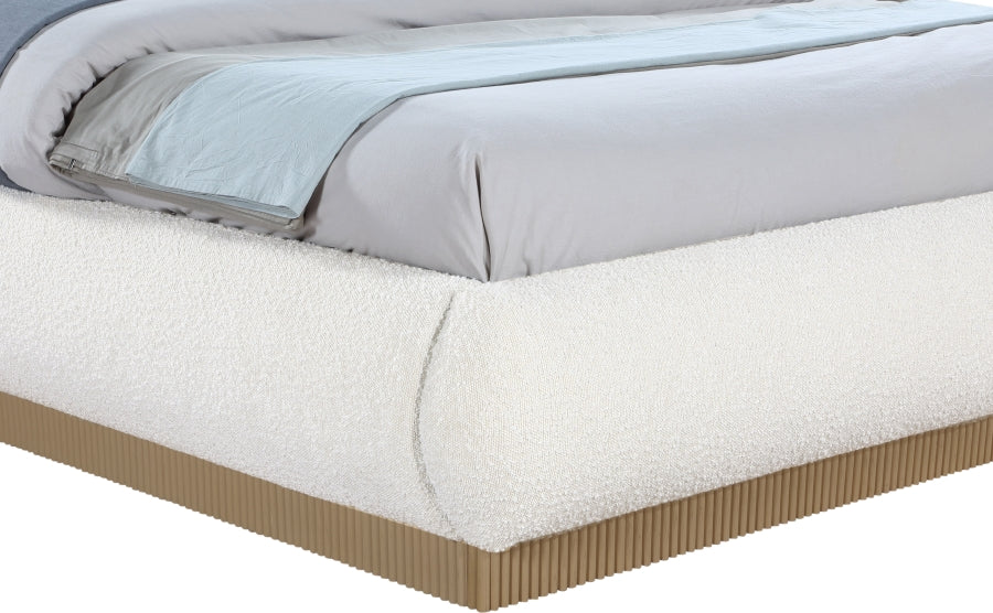 Rigby Boucle Fabric Queen Bed Cream from Meridian - Luna Furniture