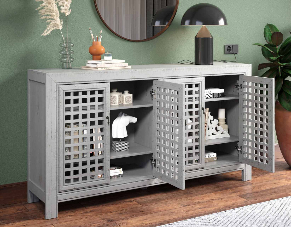 Rio 4-Door Accent Cabinet, Gray from Steve Silver - Luna Furniture