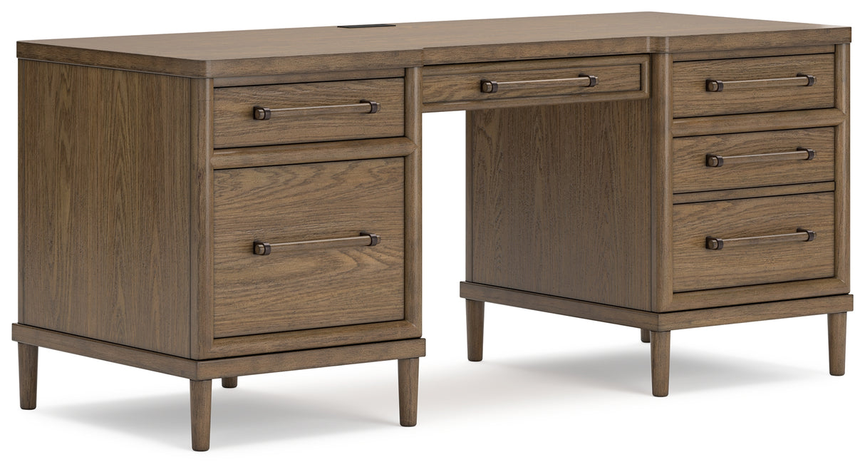 Roanhowe Home Office Desk and Storage in Brown from Ashley - Luna Furniture