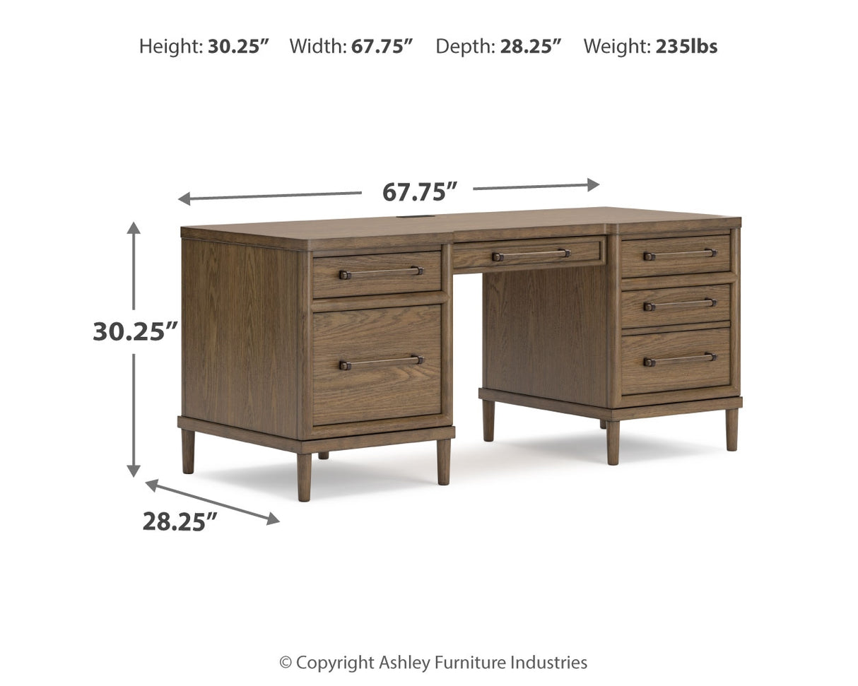 Roanhowe Home Office Desk and Storage in Brown from Ashley - Luna Furniture