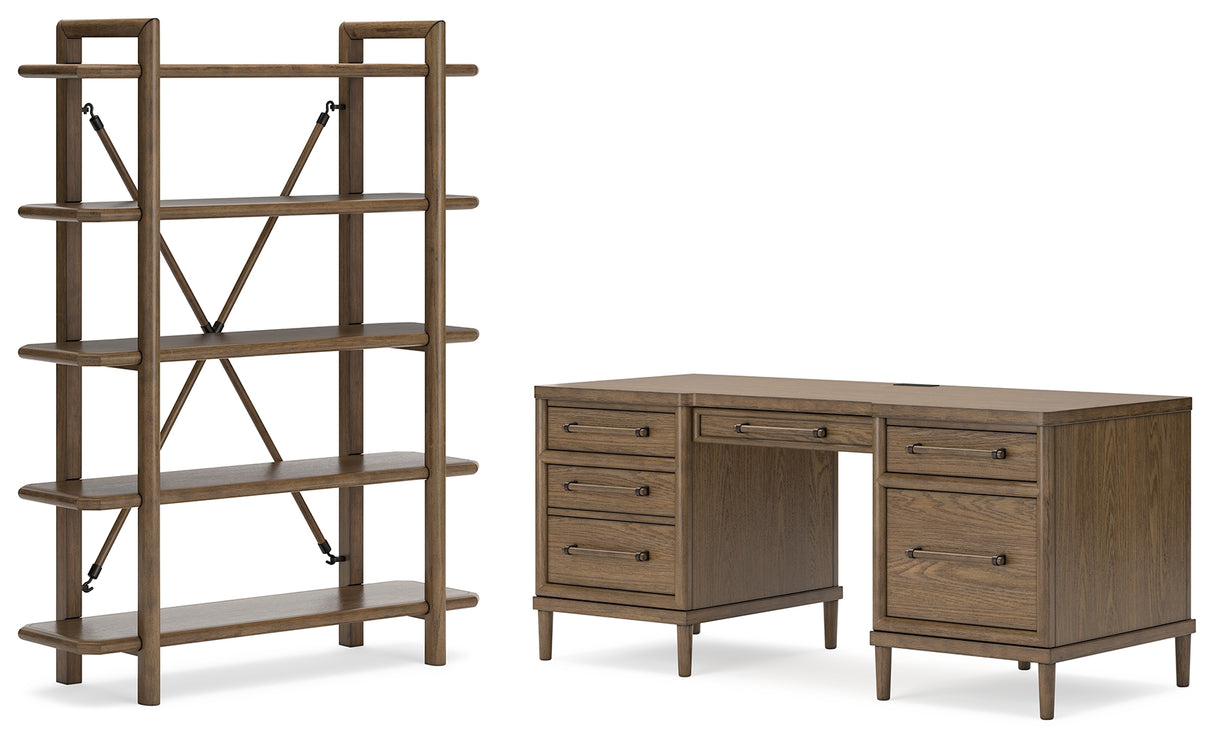 Roanhowe Home Office Desk and Storage in Brown from Ashley - Luna Furniture