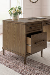 Roanhowe Home Office Desk and Storage in Brown from Ashley - Luna Furniture