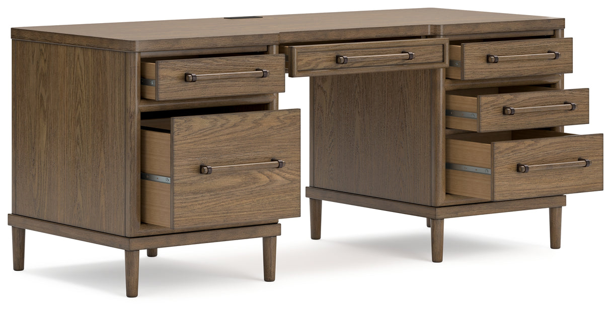 Roanhowe Home Office Desk and Storage in Brown from Ashley - Luna Furniture