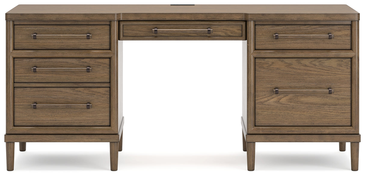 Roanhowe Home Office Desk and Storage in Brown from Ashley - Luna Furniture