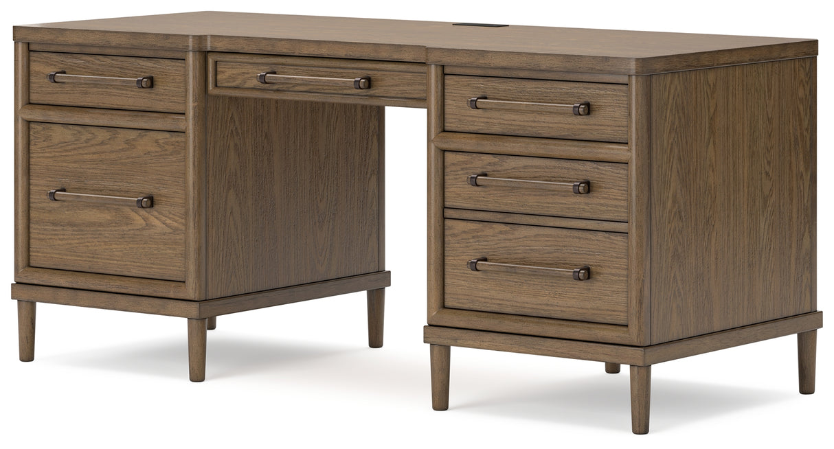 Roanhowe Home Office Desk and Storage in Brown from Ashley - Luna Furniture