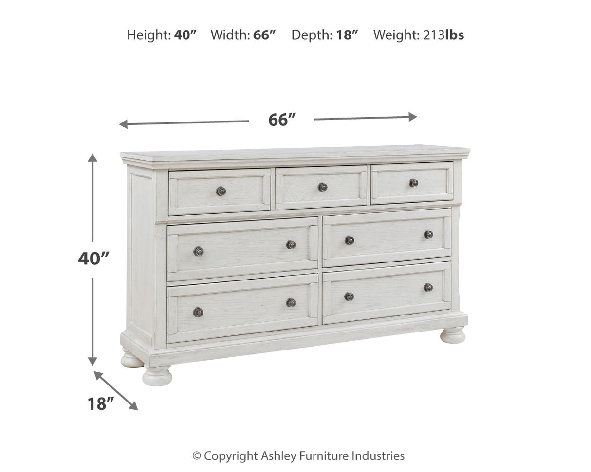 Robbinsdale California King Sleigh Bed with Storage with Dresser in Antique White - PKG010777