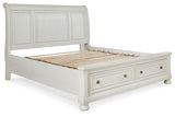 Robbinsdale California King Sleigh Bed with Storage with Dresser in Antique White - PKG010777