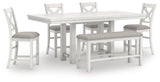 Robbinsdale Counter Height Dining Table and 4 Barstools and Bench in Antique White from Ashley - Luna Furniture