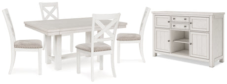 Robbinsdale Dining Table and 4 Chairs with Storage in Antique White - PKG020814