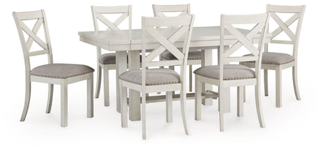 Robbinsdale Dining Table and 6 Chairs in Antique White - PKG020810