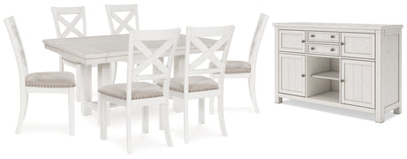 Robbinsdale Dining Table and 6 Chairs with Storage in Antique White - PKG020815