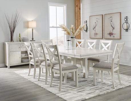 Robbinsdale Dining Table and 8 Chairs with Storage in Antique White - PKG020816