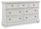 Robbinsdale King Panel Bed with Dresser in Antique White - PKG010759