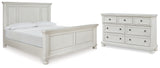 Robbinsdale Queen Panel Bed with Dresser in Antique White - PKG010747