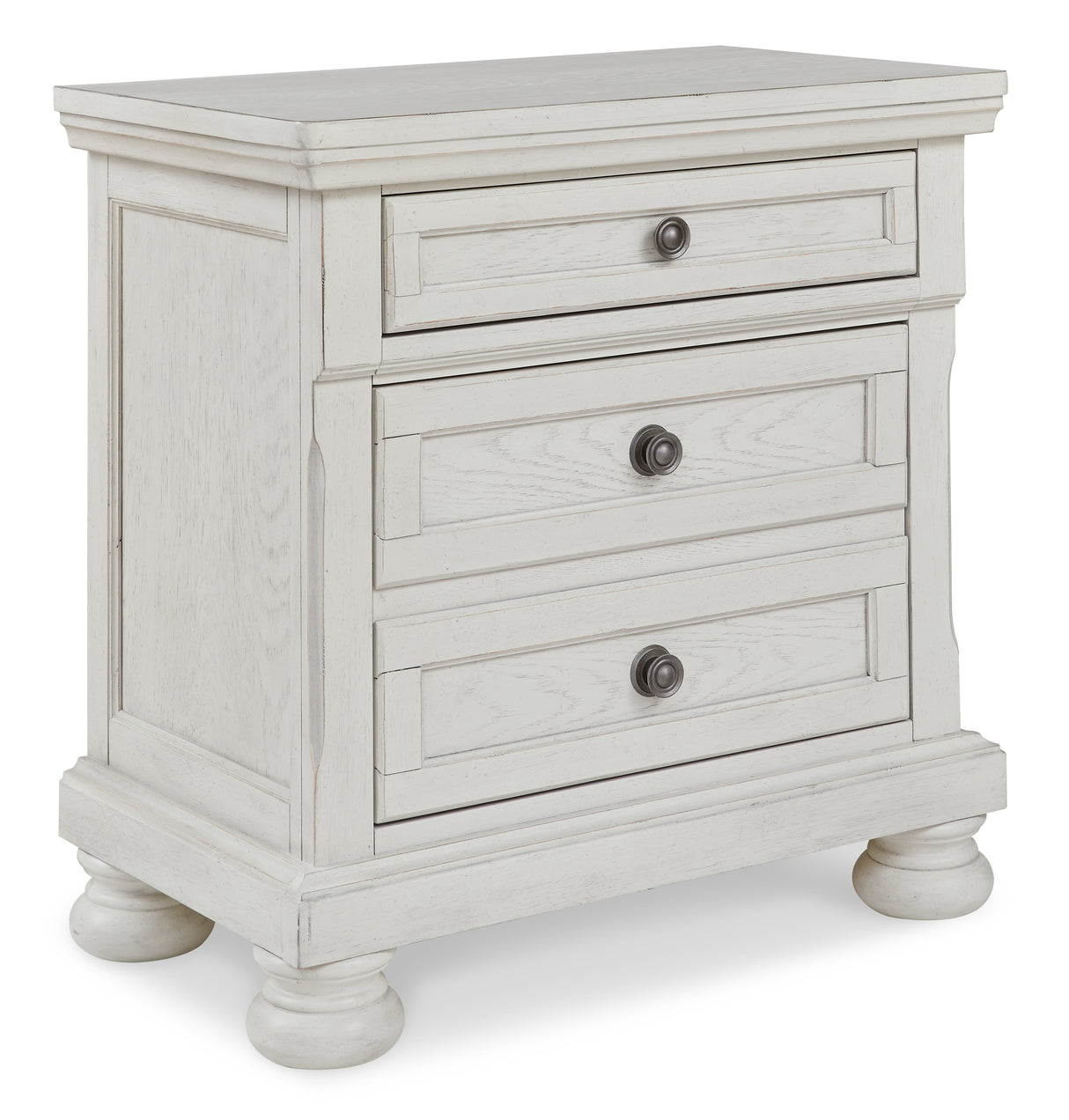 Robbinsdale Queen Panel Bed with Mirrored Dresser, Chest and Nightstand in Antique White - PKG010751