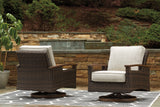 Rodeway South Fire Pit Table and 2 Chairs in Brown - PKG015419