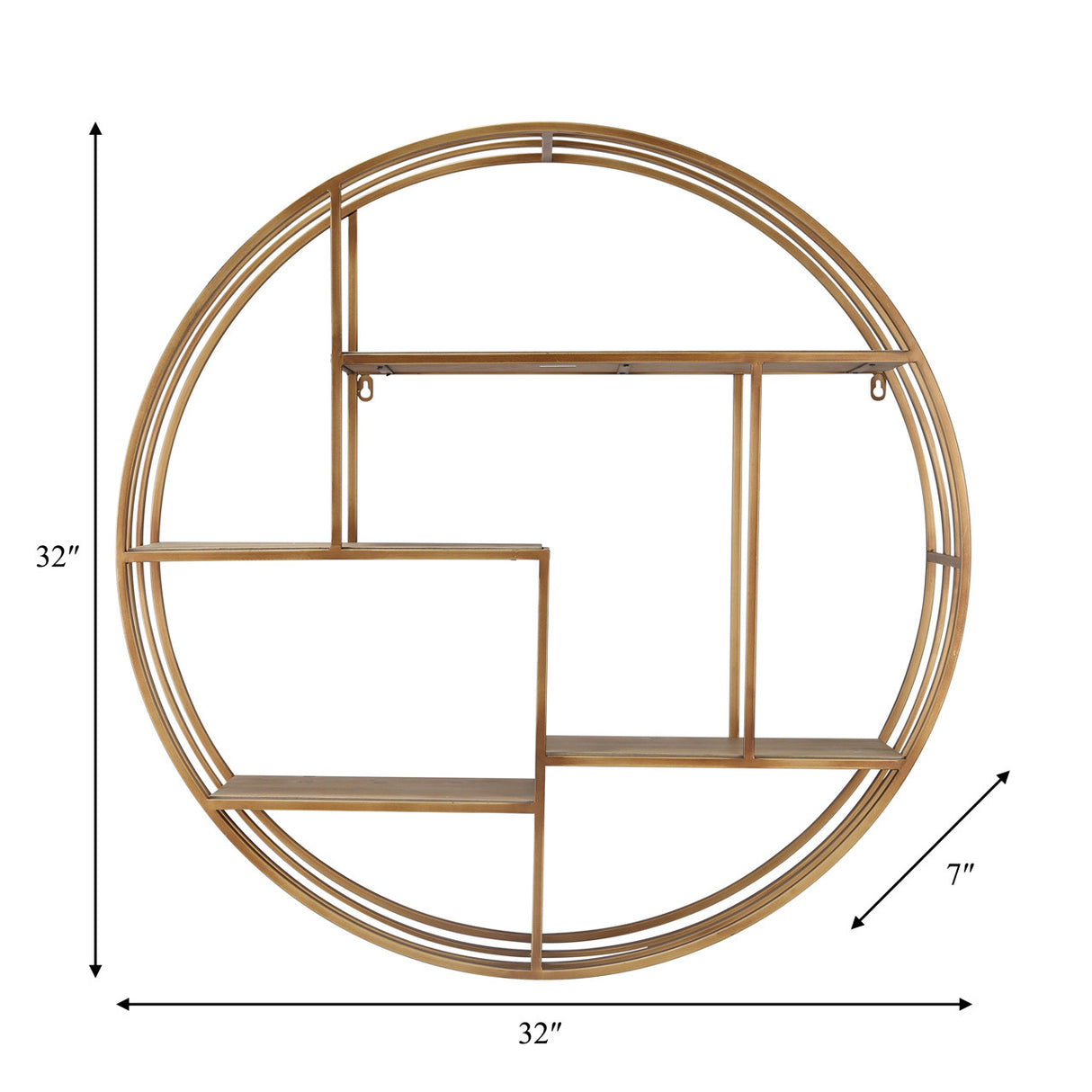 Round 32" Wood / Metal Wallshelf, Bronze from Sagebrook Home - Luna Furniture