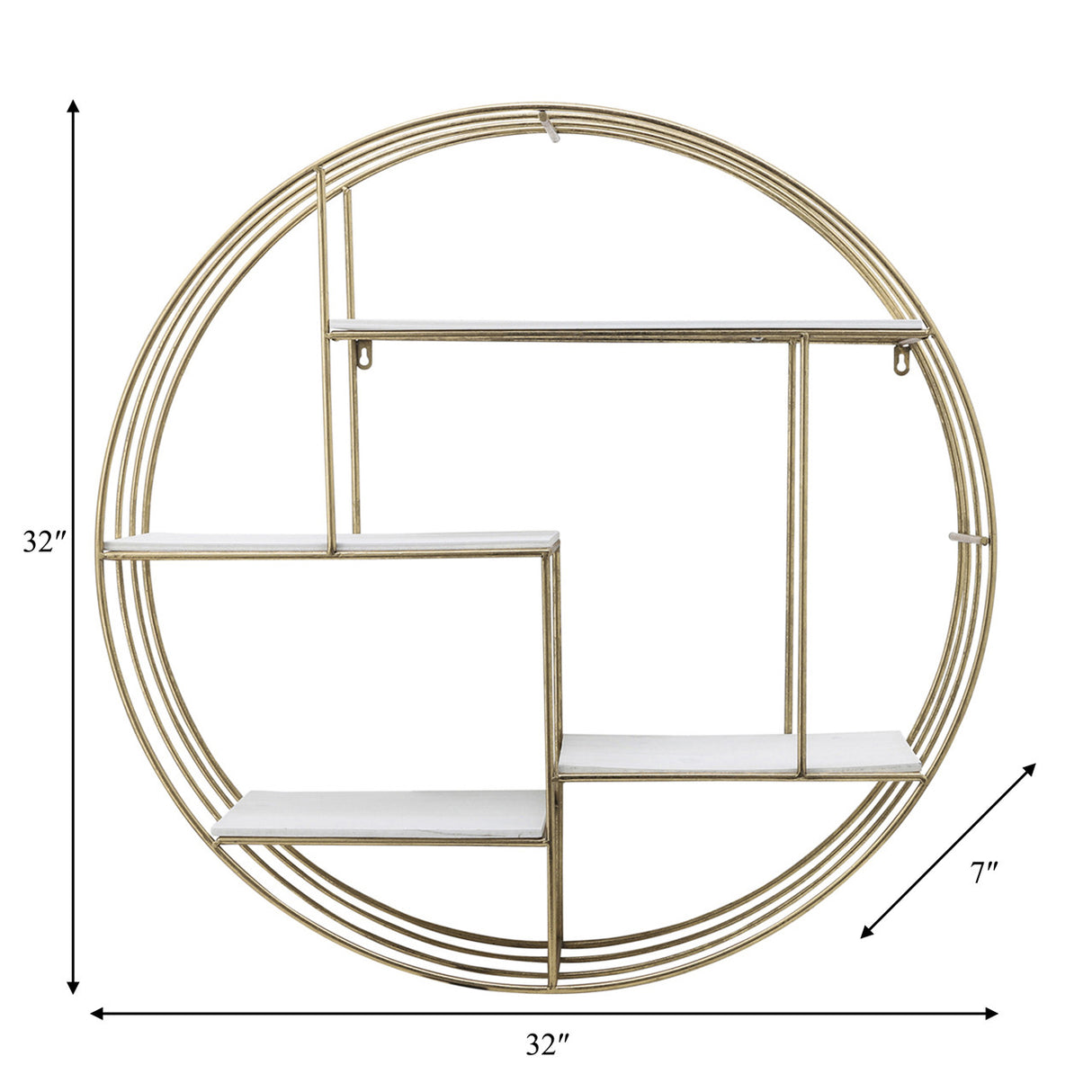 Round 32" Wood/metal Wallshelf, Gold from Sagebrook Home - Luna Furniture